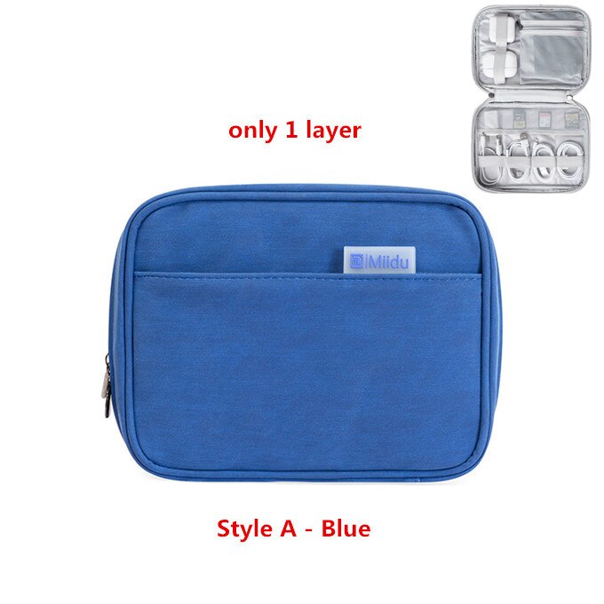 Travel Accessory Digital Bag Power Bank USB Charger Cable Earphone Storage Pouch Shockproof Electronic Organizer Package: A-Blue