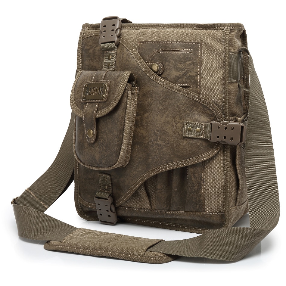 AERLIS Man Messenger Shoulder Bag Canvas Business Casual Zipper Handbag Male Satchel Cross Body Bags Men A4506