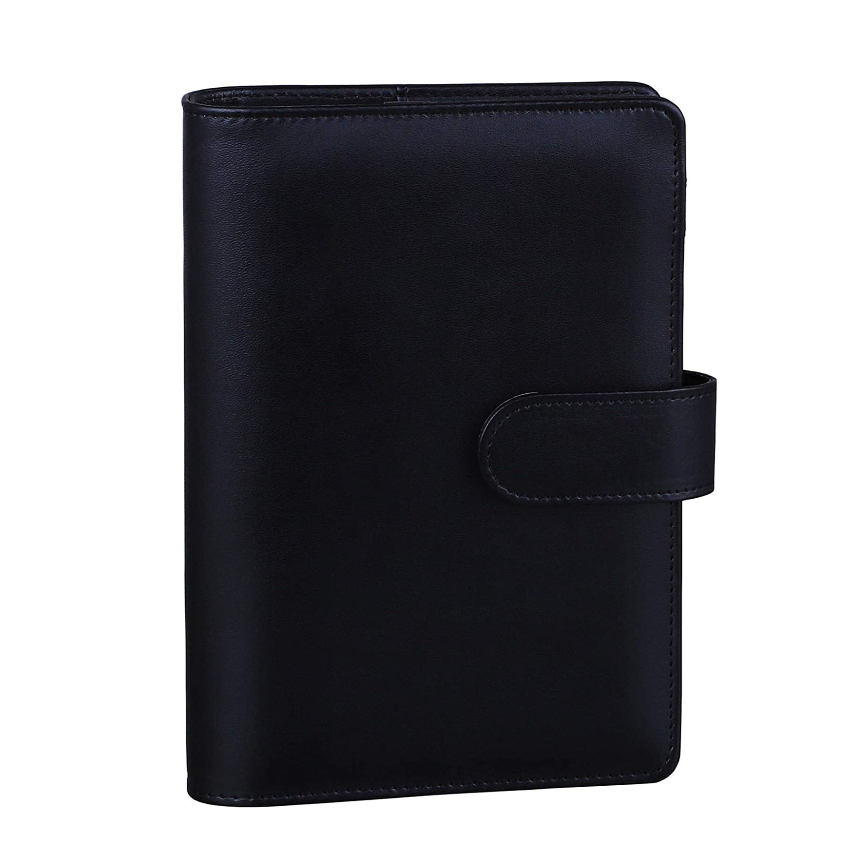A6 Pu Lederen Notebook Losbladige Bindmiddel Hervulbare 6 Ringband Cover Met Magnetische Gesp Sluiting: Black