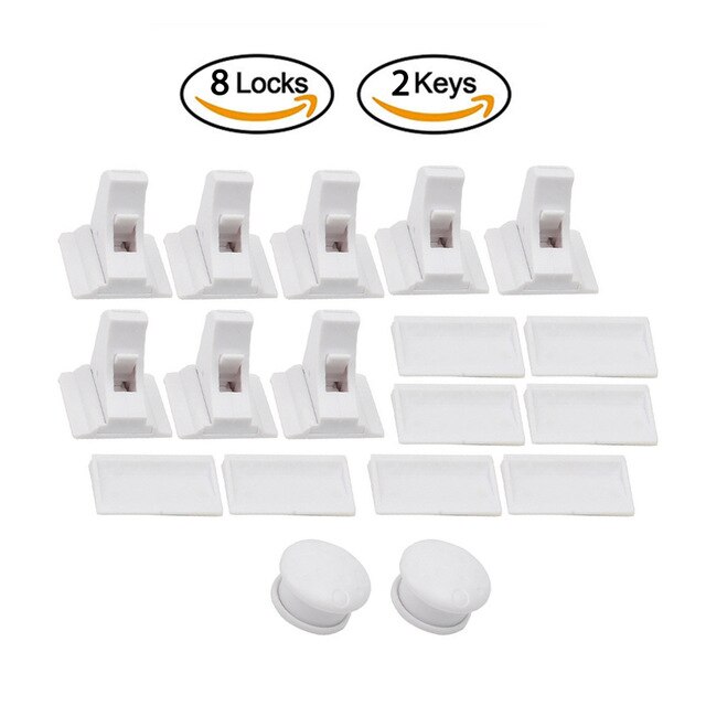 Kids Security Magnetic Child Lock Baby Safety Cabinet Drawer Door Lock Children Protection Invisible Lock No Drilling No Screws: 8 LOCK 2 KEY