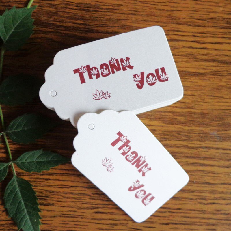 50pcs Thank You Paper Tag DIY Clothing Sewing Supplies Hang Tag 4x7cm Party Wedding Price Paper Label Cards Handmade Craft