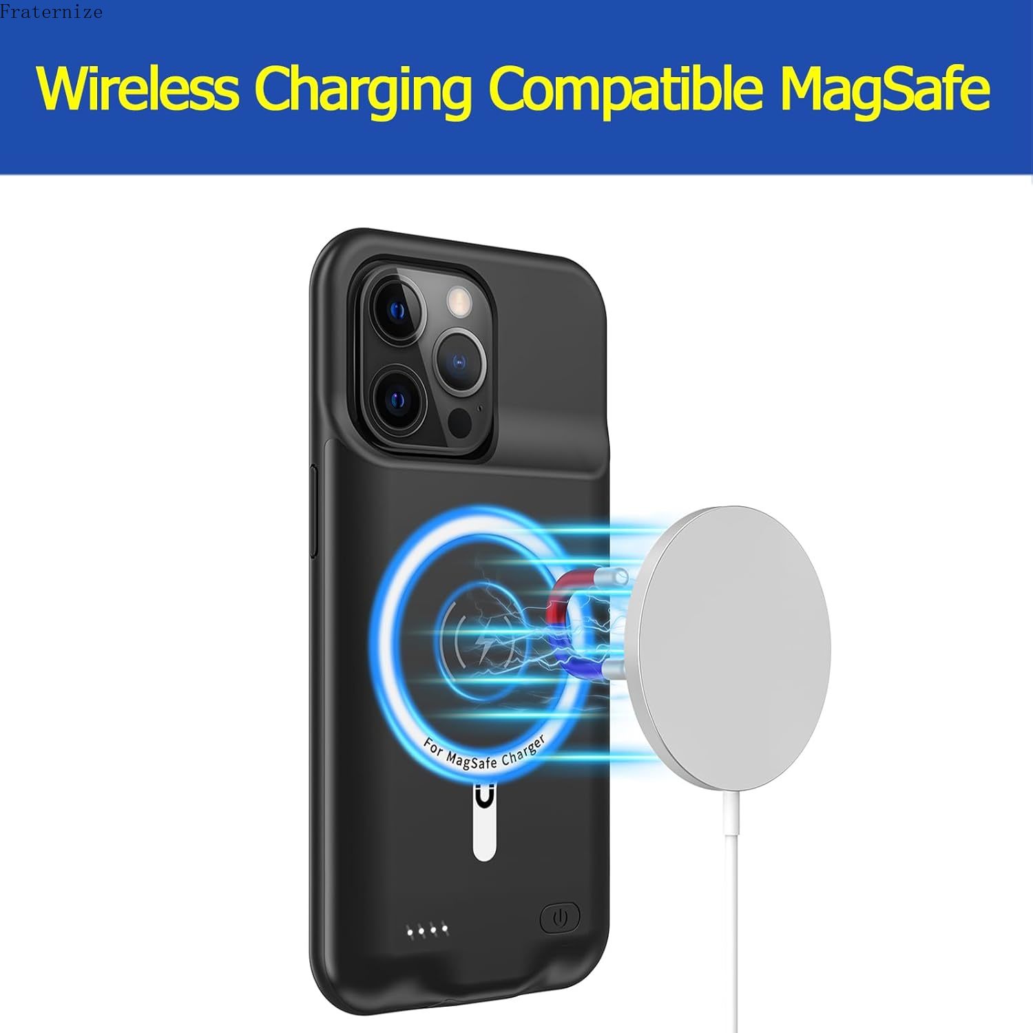 Magnetische kabellose akkuladehülle für iphone 15 Profi max, schutzhülle für magsafe-ladegerät, powerbank-akkupack