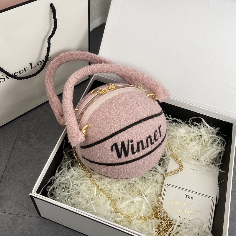 Korea Ulzzang Casual Chic Grote Capaciteit Vrouwen Tas Shopper Tas Pu Basketbal Harajuku Messenger Bag Zoete Vrouwen Schoudertas: Plush pink