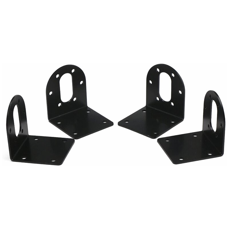 4Pcs Black 37mm DC Gear Motors Mounting Bracket, Iron Anti-Rust Gearbox L-Shape Fixed Seat, Gear Reduction Motor Holder