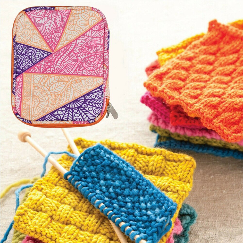Accessory Rectangle Storage Case Travel Knitting Tool Organizer Sewing Carrying Double Layer Compartments Crochet Hook Bag