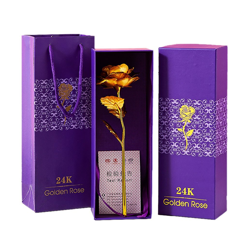 24k Gold Foil Plated Rose Lasts Forever Rose for Lover's Wedding Christmas Day Artificial Flower: Gold