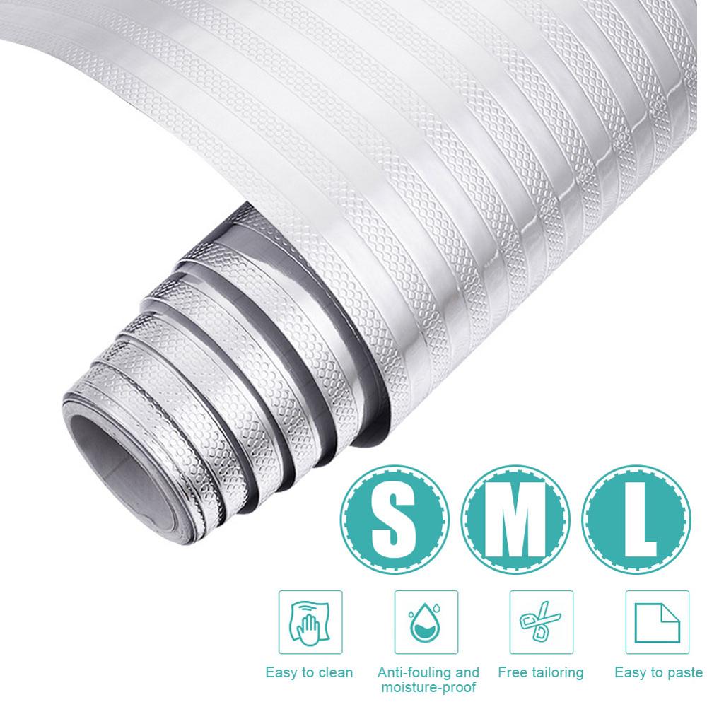 Aluminum Foil Stickers Kitchen Oil-proof Wall Stickers Waterproof Self-adhesive Wallpaper Kitchen Backsplash Striped Wallpaper