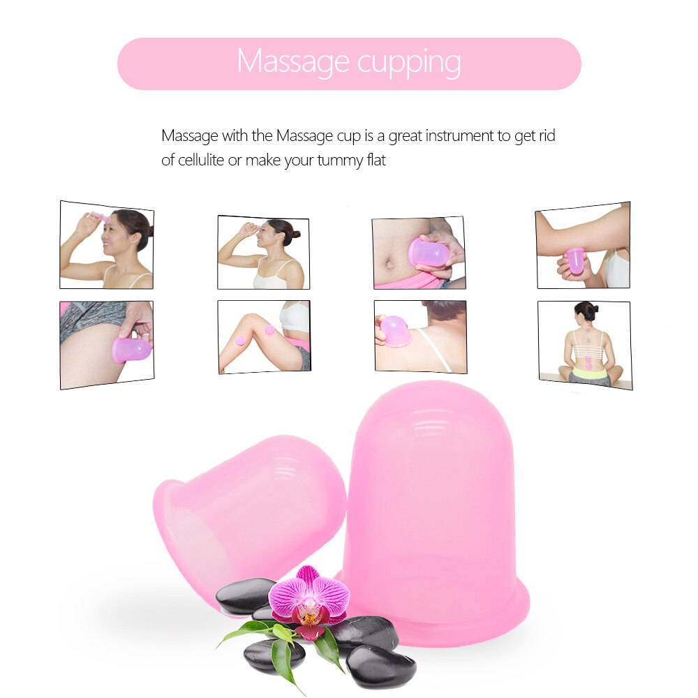 4 Stks/set Zuig Siliconen Massage Cup Anti-Cellulite Cups Facial En Body Therapie Verbeteren Huid En Algehele Gezondheid 4 kleuren