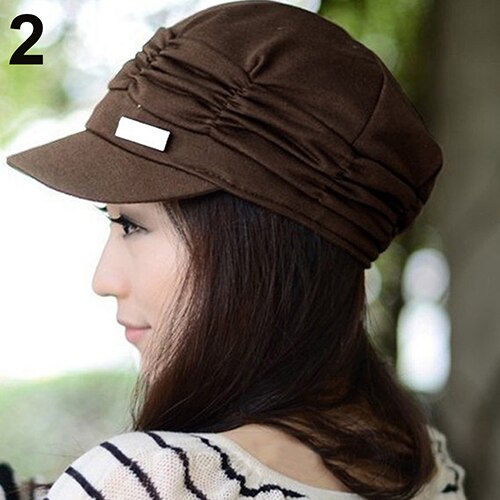 Women Pleated Peaked Cap Hat Casual s Travel Sunhat