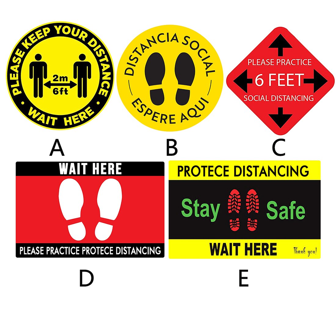 Weather Resistant Floor Stickers Warning School Non Slip Safety Sign Notice Keep Distance PVC Easy Use Station Outdoor