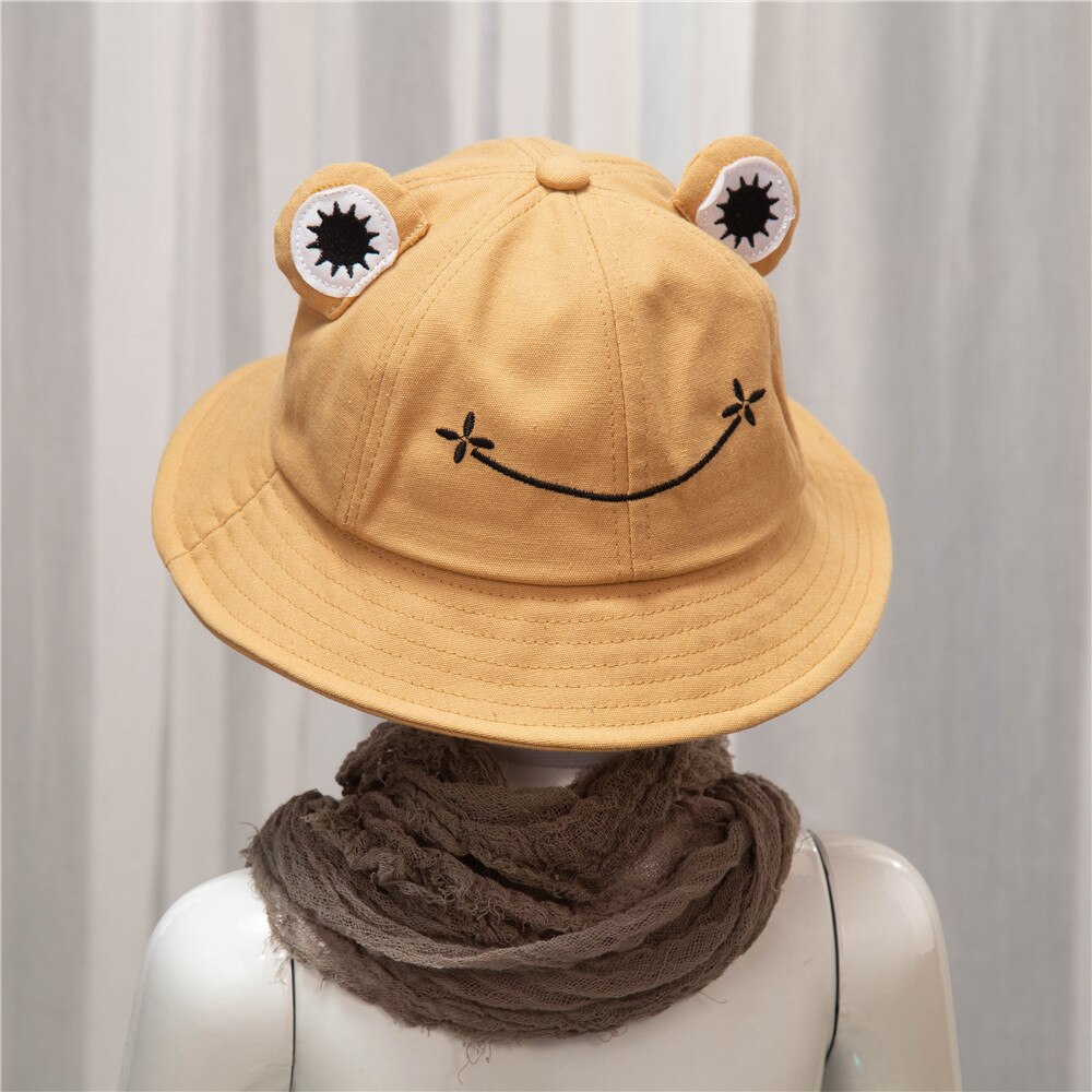 Cute Frog Hat Letter Bucket Hats Women Cover Fisherman Cap Hat for Adult Women Sunscreen Summer Outing Hat