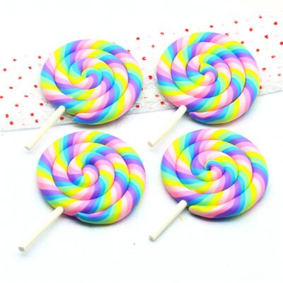 48mmX73mm Baked Polymer Clay Lollipop Miniatures|DIY Crafts embellishment materials|Clay Lollipop: COLOR 2-2PCS