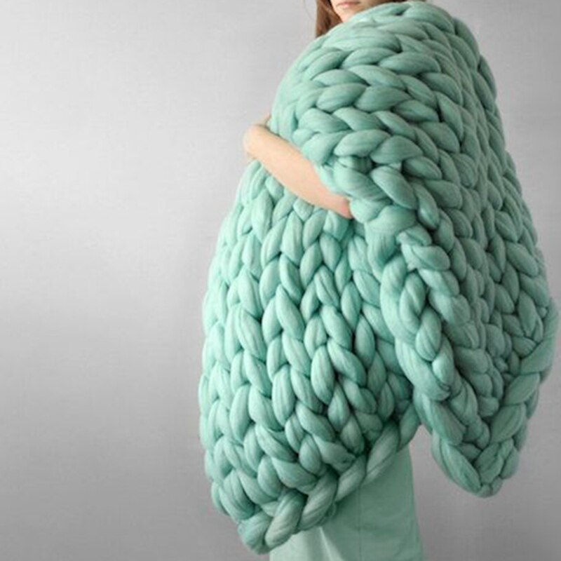 Coarse Woolen Blankets Hand-woven And Hand-knitted Comfortable And Fluffy Woolen Sofa Blankets Bedspreads