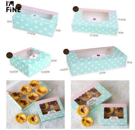 30pcs/lot Kraft Paper Clear Window cake box Wedding Dessert Cupcake Box blue Chocolate Muffin Biscuits Cookie packaging boxes