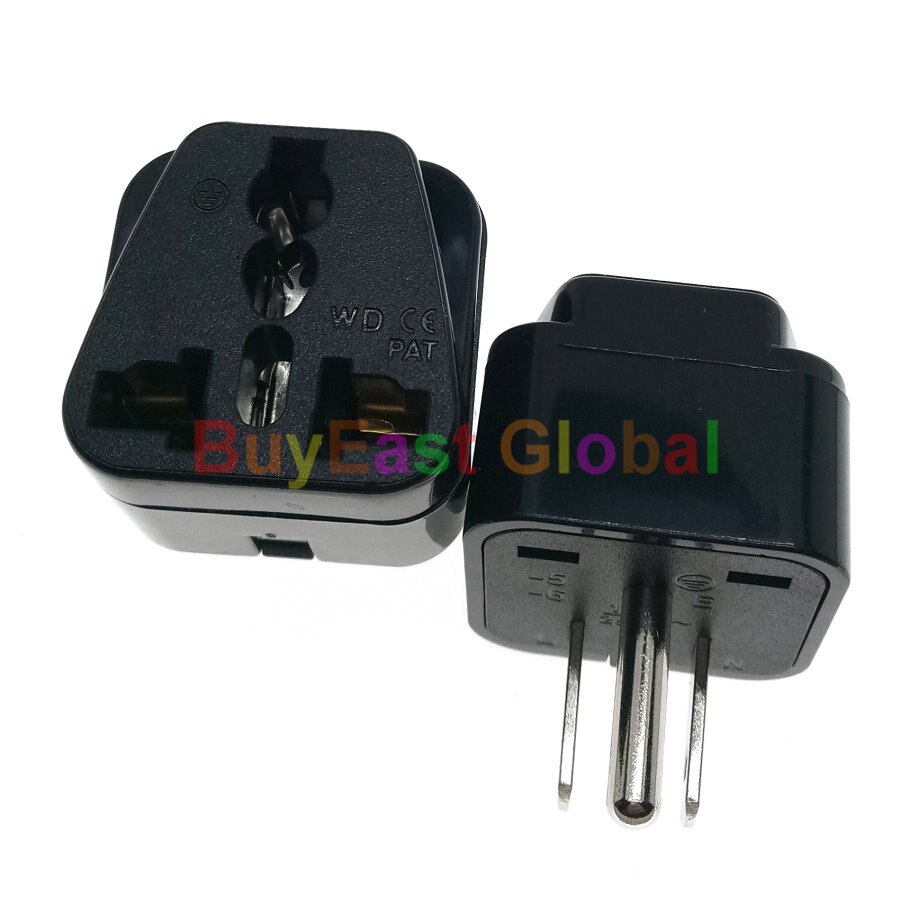 (Pack 10) Universal to USA, Canada Electrical Plug Adapter AC100~250V 10A Black Color
