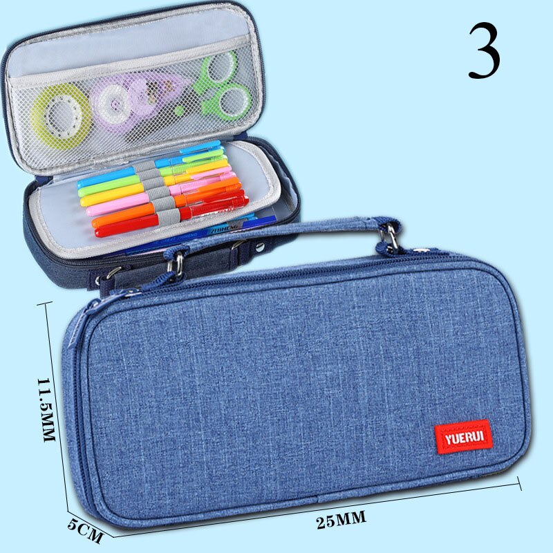 Estuche de lona de gran capacidad para lápices para niños, cartuchera bonita de doble capa, ideal para , material escolar: 3