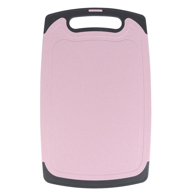 Lot de 2 planches à découper carrées en paille de blé, antibactériennes et anti-moisissure pour la cuisine (bleu + beige): Rose 32.5 x 20cm