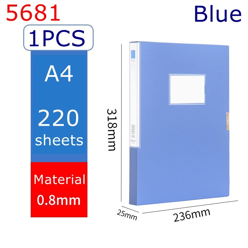 Deli 5603 file box A4 file folder documents storage bag storage box label box: 5681-BLUE