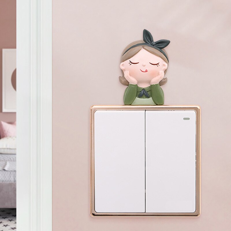 ♕s 3D Cartoon Cute Thinking Girl Boy Switch Stickers Home Wall Stickers Fantasy Switch Sticker Multifunctional Stickers