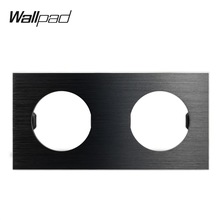 Wallpad L6 DIY Schwarz Doppel Rahmen Gebürstet Aluminium Zauberstab Schalter Buchse Metall Platte Freie Kombination, 172*86mm