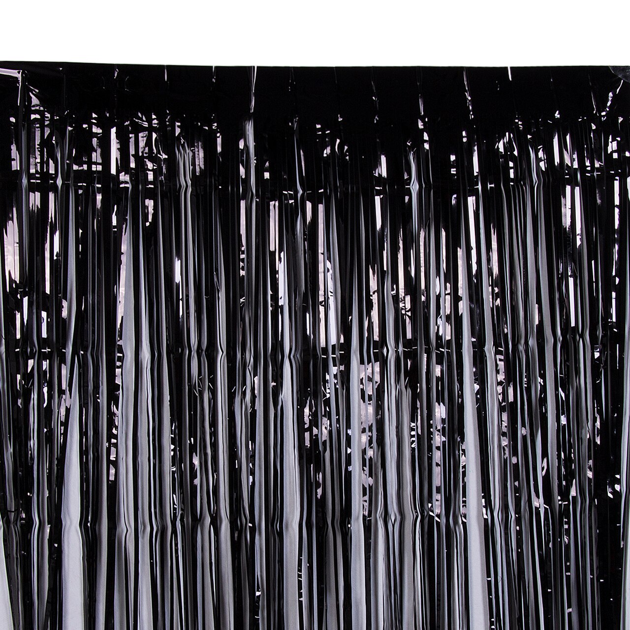 Metallic franje gordijn feestfolie kerstversiering bruiloft decoratie achtergrondfolie regengordijn kerstversiering: Zwart