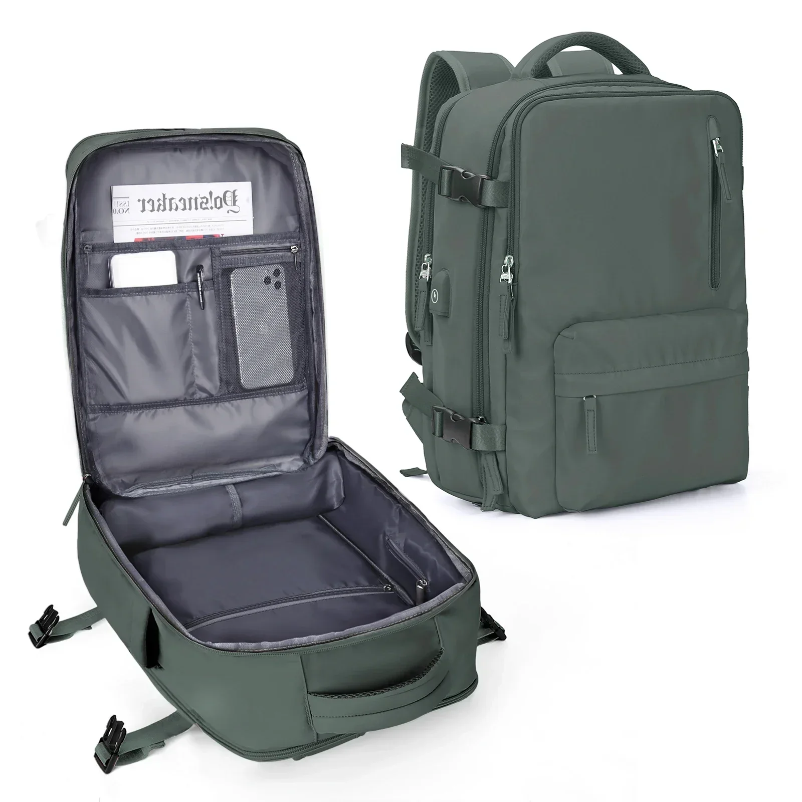 Rucksack 40x30x20 Flugzeug, Ryanair Kabine Handgepäck rucksack, Easyjet Laptop Rucksack für Flugzeug reisen, Schul rucksack: green