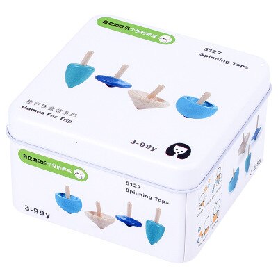 Scatola di Ferro da viaggio Per Bambini Prima Educazione Giocattolo Di Puzzle Blocchi di Costruzione di Giocattoli Giroscopio Sollievo Gioco Blocchi di Legno 3C Configurare Per I Bambini: Gyro