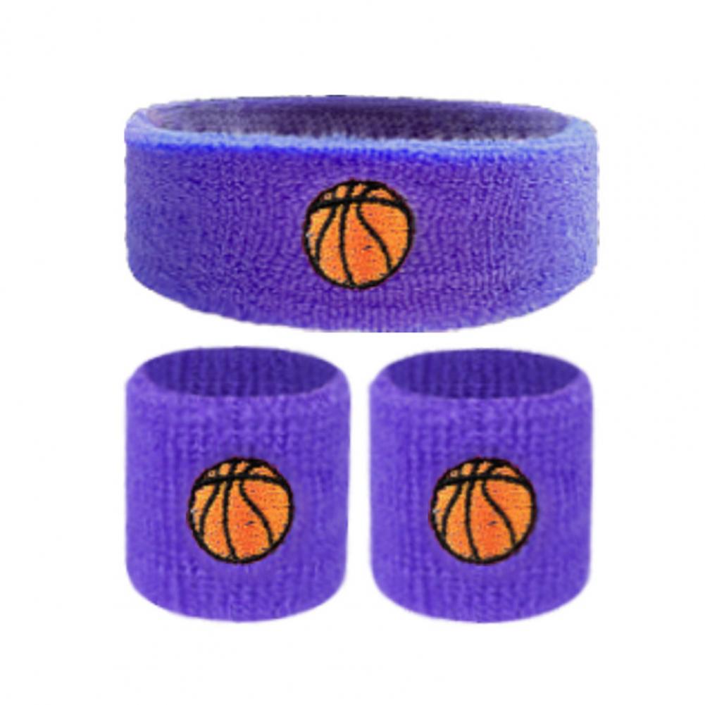 1 set barn sportpannband stretchigt svettabsorberande pojkar flickor stickat basket volleyboll handledsskydd svettband: Vit