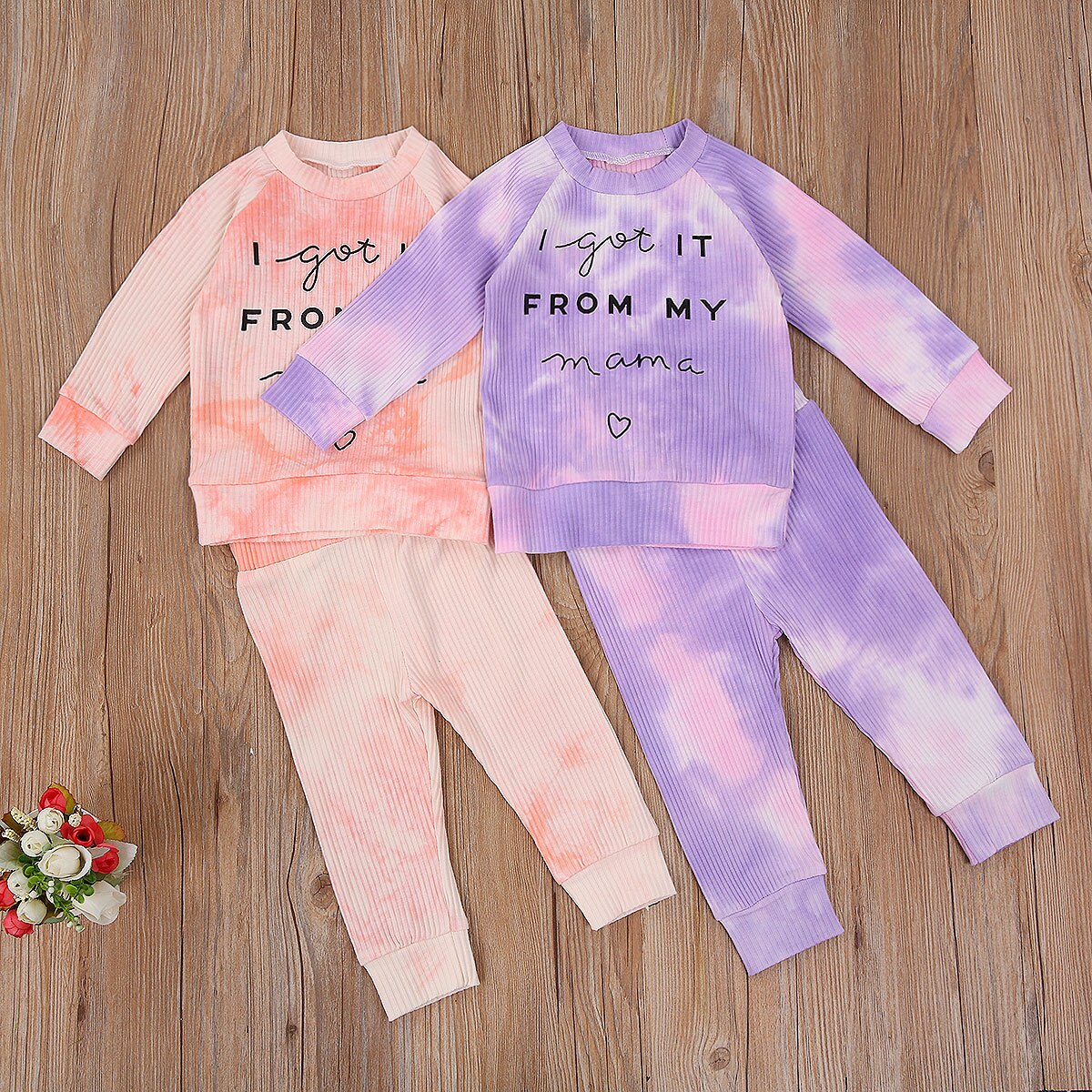 2 Stuks Kinderen Pak Set, tie-Dye Print Geribbelde... – LovingPrices, image size:1200x1200