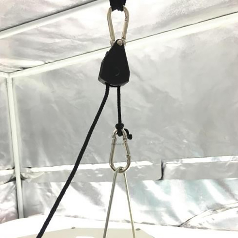Verstelbare 1 paar 2 stuks 1/8 inch nylon touw ratel yoyo hangers lamp ophangset voor led kweeklamp kweektent kamer