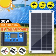 30W 12V Solar Panel Dual USB Output Solar Cells Poly Solar Panel 10/20/30/40/50A Controller for Car Yacht Battery Boat Charger