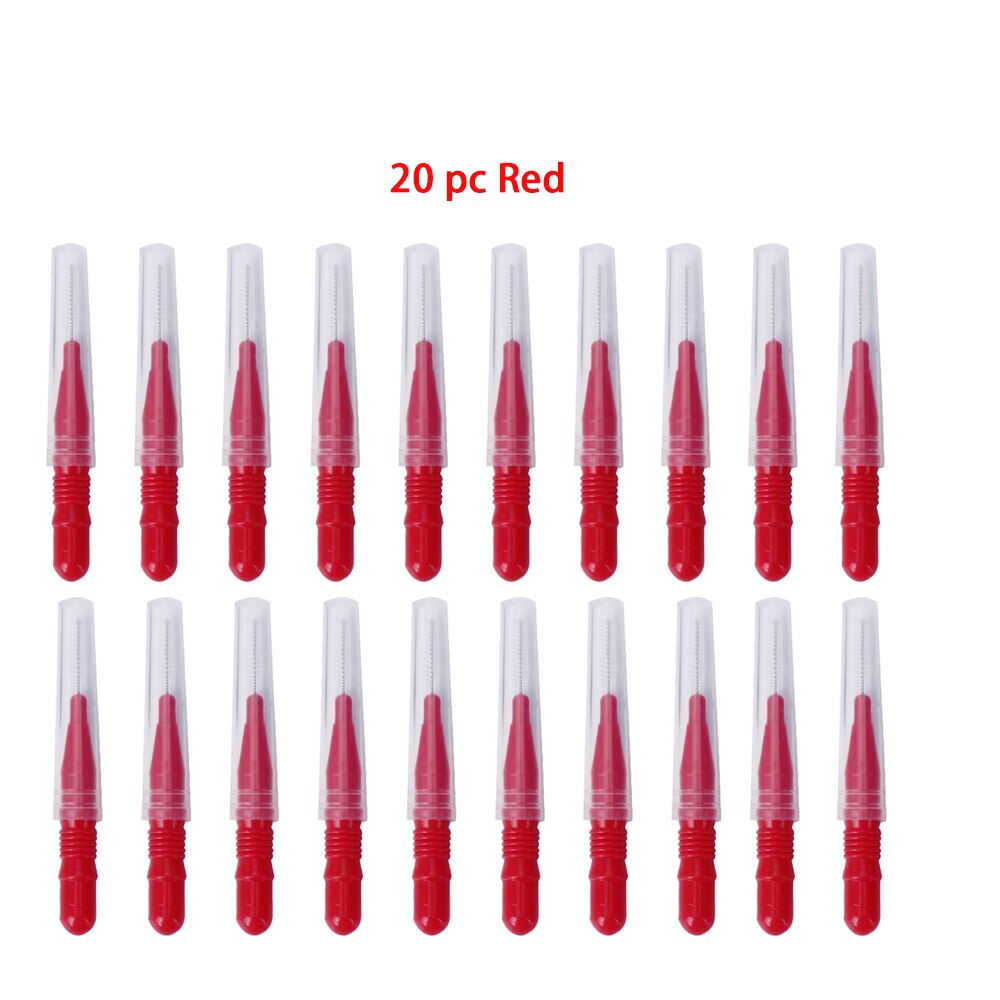 20pc 0.7mm Repeatedly Toothpicks Dental Oral Care Interdental Floss Brush Brushes Tongue Cleaner Toothpick: Red