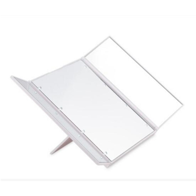 Desktop tresidet sammenfoldelig led lys makeup spejl 8 stk led dressing lys make up spejl bærbare bordspejle til piger