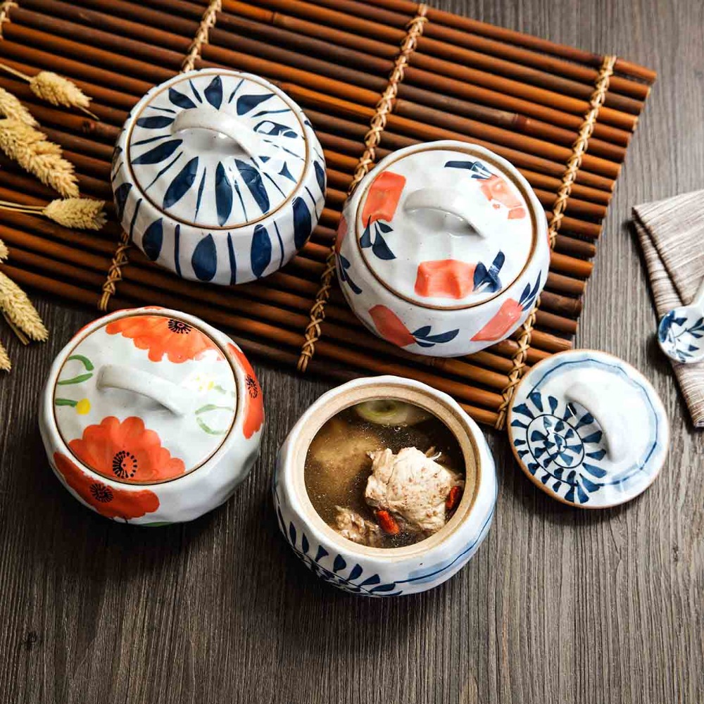 Japan husholdning keramik komfur med låg dampet ægterter suppe pot suppe bouillon stewed pot suppe fuglerede lille gryderet