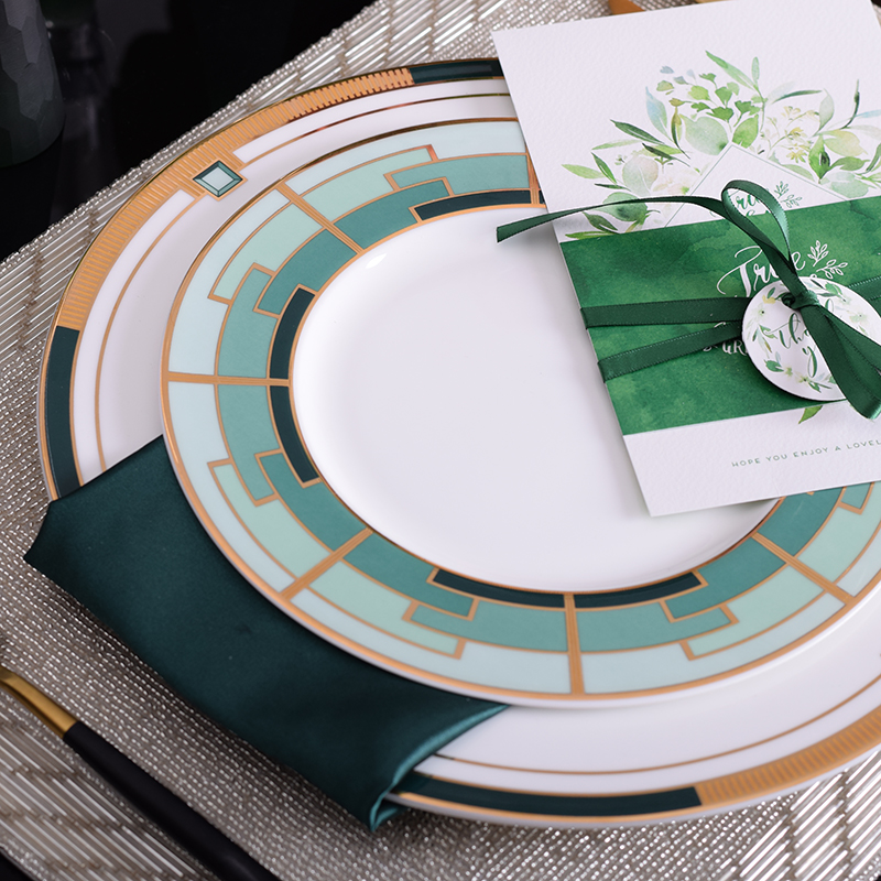 Dining Porcelain Luxury Full Plates Sets Gold Birthday Wedding Serving Modern Plate Set Nordic Kitchen Assiette Tableware OA50PS