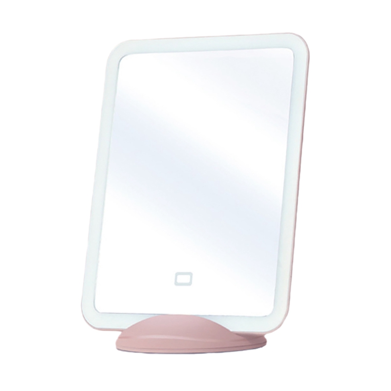 LED Touch Screen Makeup Mirror Cosmetic Mirror USB Rechargeable Portable Stand For Tabletop Bathroom Bedroom Travel: Pink