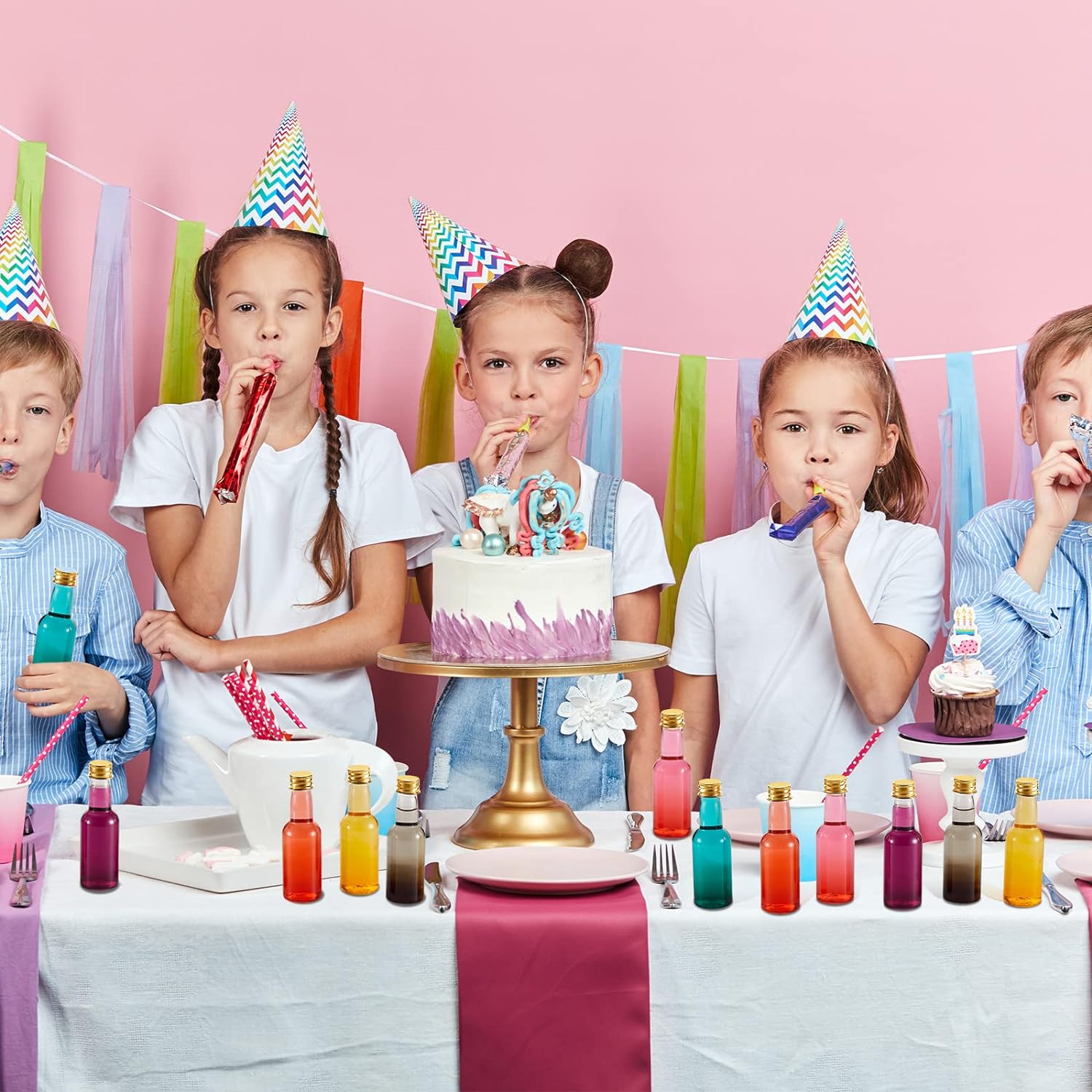 12 Stück Mini-Schnapsflaschen aus Kunststoff, kleine Schnapsflaschen, leere Mini-Alkoholflaschen, Partygeschenke, Hochzeiten, Silber-/Goldkappen für Reisen