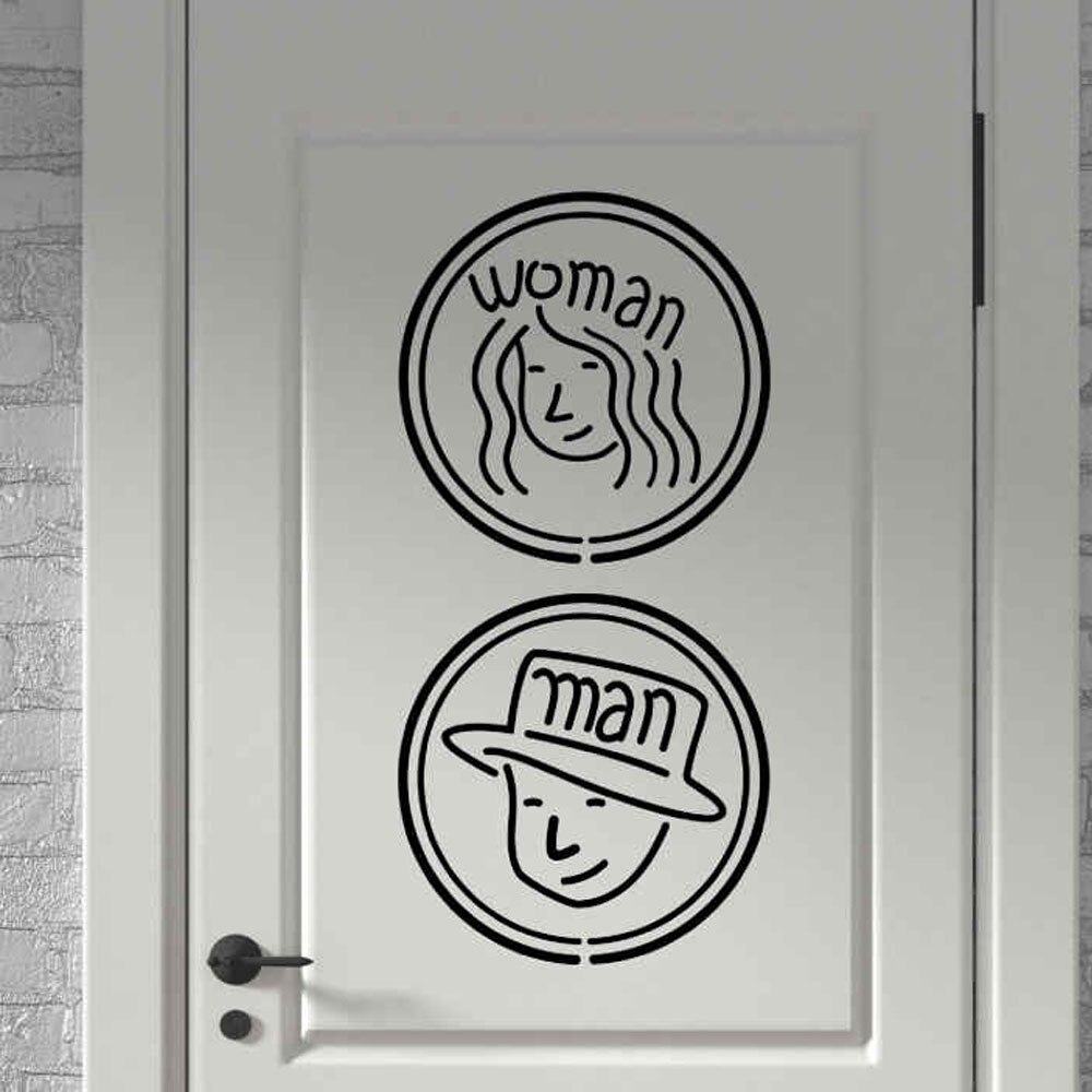 WC toaleta wejście znak naklejki na drzwi na miejsce publiczne dekoracja wnętrz kreatywny wzór naklejki ścienne Diy zabawna winylowa sztuka fresk