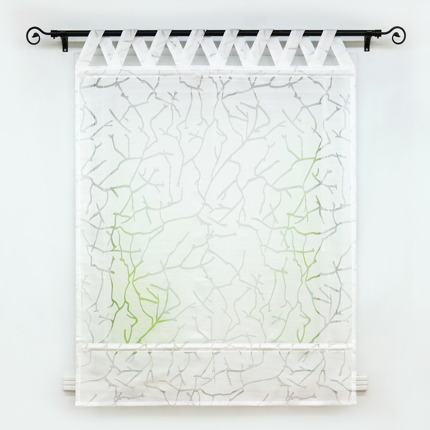 Cortina romana con dibujo de planta, cortinas de Panel de tul de poliéster, decoración Pastoral para cocina o cafetería del hogar
