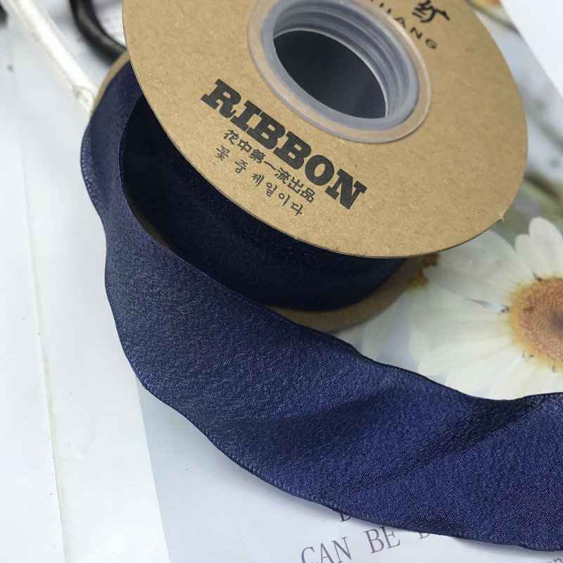 Cinta de gasa arrugada de 25 yardas y 40mm, Material para tocados Diy, para Tartas, flores estilo Bandage, accesorios de decoración de ropa: navy