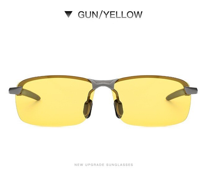 Nattesyn briller mænd polariserede kørselsbriller til unisex polaroid beskyttelsesbriller reducerer blændestråler kantløs gul linser: Pistolpakke a