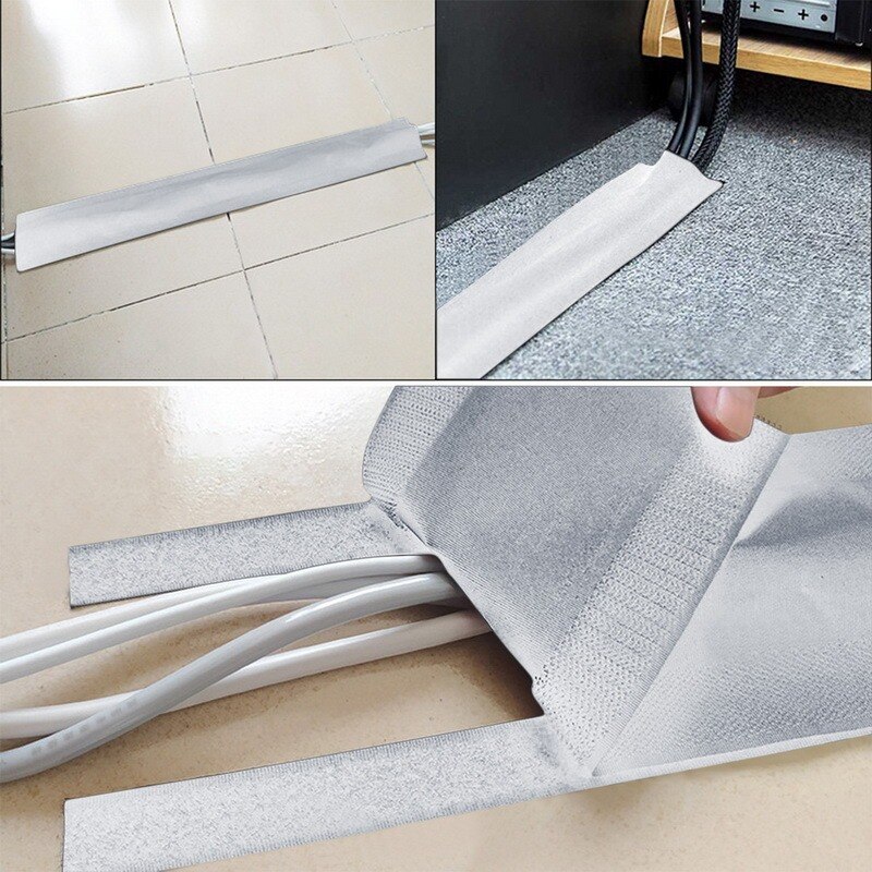 1/3M Soft Adjustable Hook And Loop Office Desk Wire Cable Cover For Floor/Carpet/Trunk/Desk Office Supplies