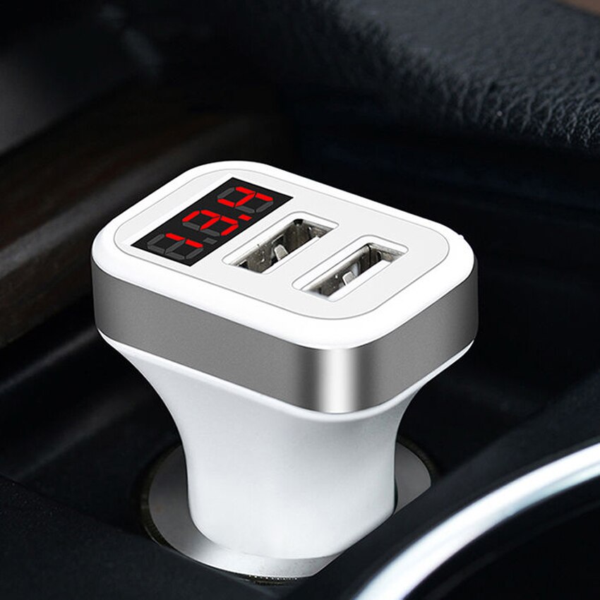 Caricabatteria da auto 5V 2.1A + 1A per Smart Phone doppia uscita USB Display a LED rilevamento della tensione della batteria