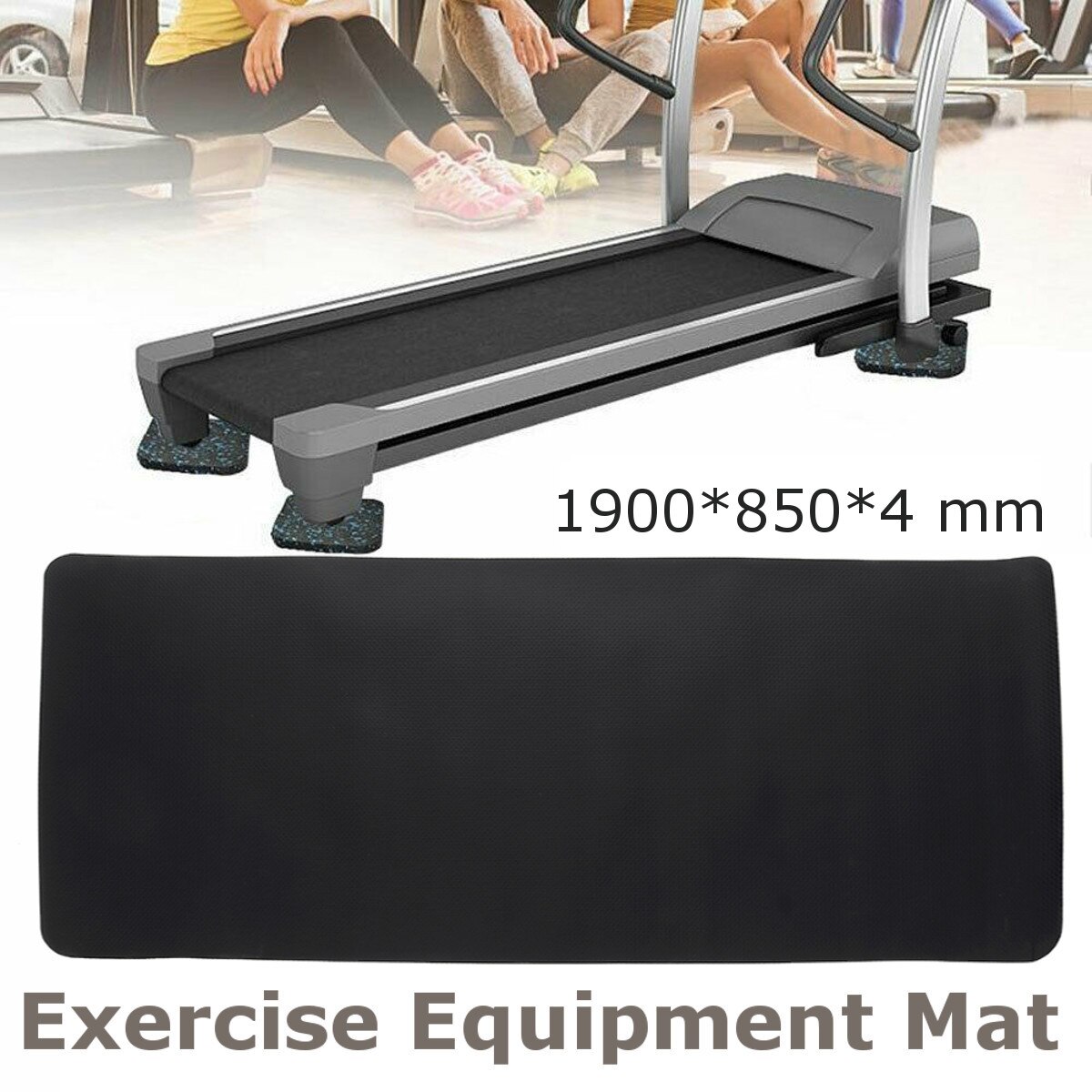 190x85cm NBR Exercise Mat Gym Fitness Equipment For Treadmill Bike Protect Floor Mat Running Machine Shock Absorbing Pad Black
