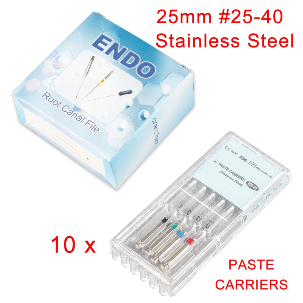 1/5/10/20 Packs Dental Endodontics Rotary Paste Carriers Spiral Filler 25mm Engine Use Assorted Stainless Steel Material