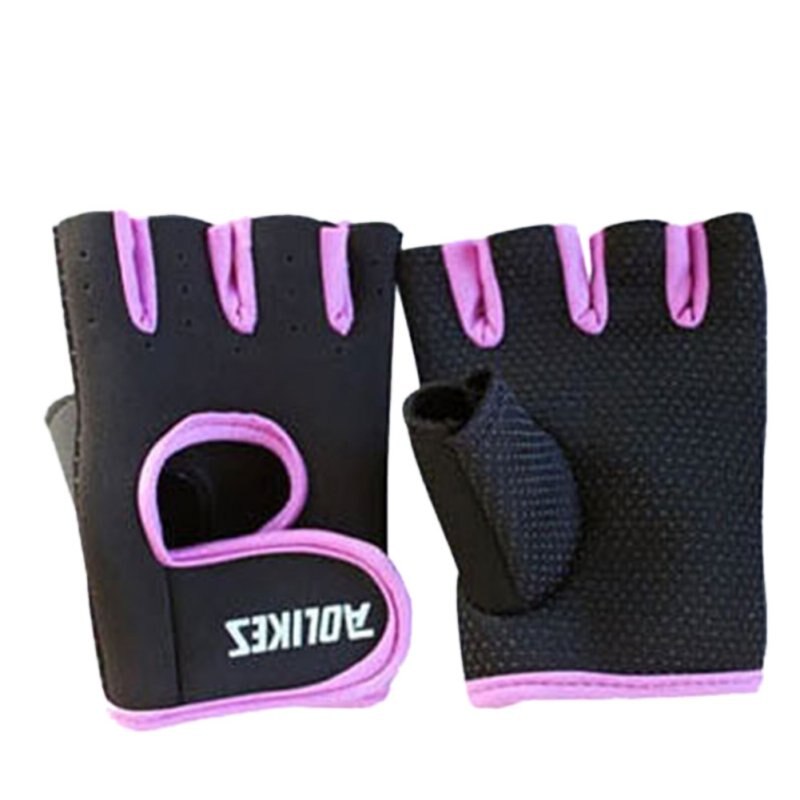 1 Pair Sport Exercise Half Finger Gloves Weight Lifting Cycling Fitness Gloves GYM Workout: Purple / L