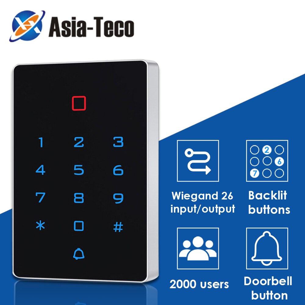 Backlight Touch 125Khz Rfid Card Access Control Keypad Em Kaartlezer Deurslot Opener Wiegand 26 Output Anti-demontage Alarm