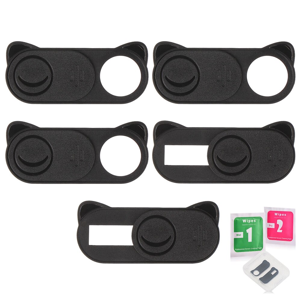 Adesivo per fotocamera copertura per Webcam Privacy copertura protettiva obiettivo per Computer portatile copertura per fotocamera protezione anti-pigolio cursore dell'otturatore: Black 5pcs bear