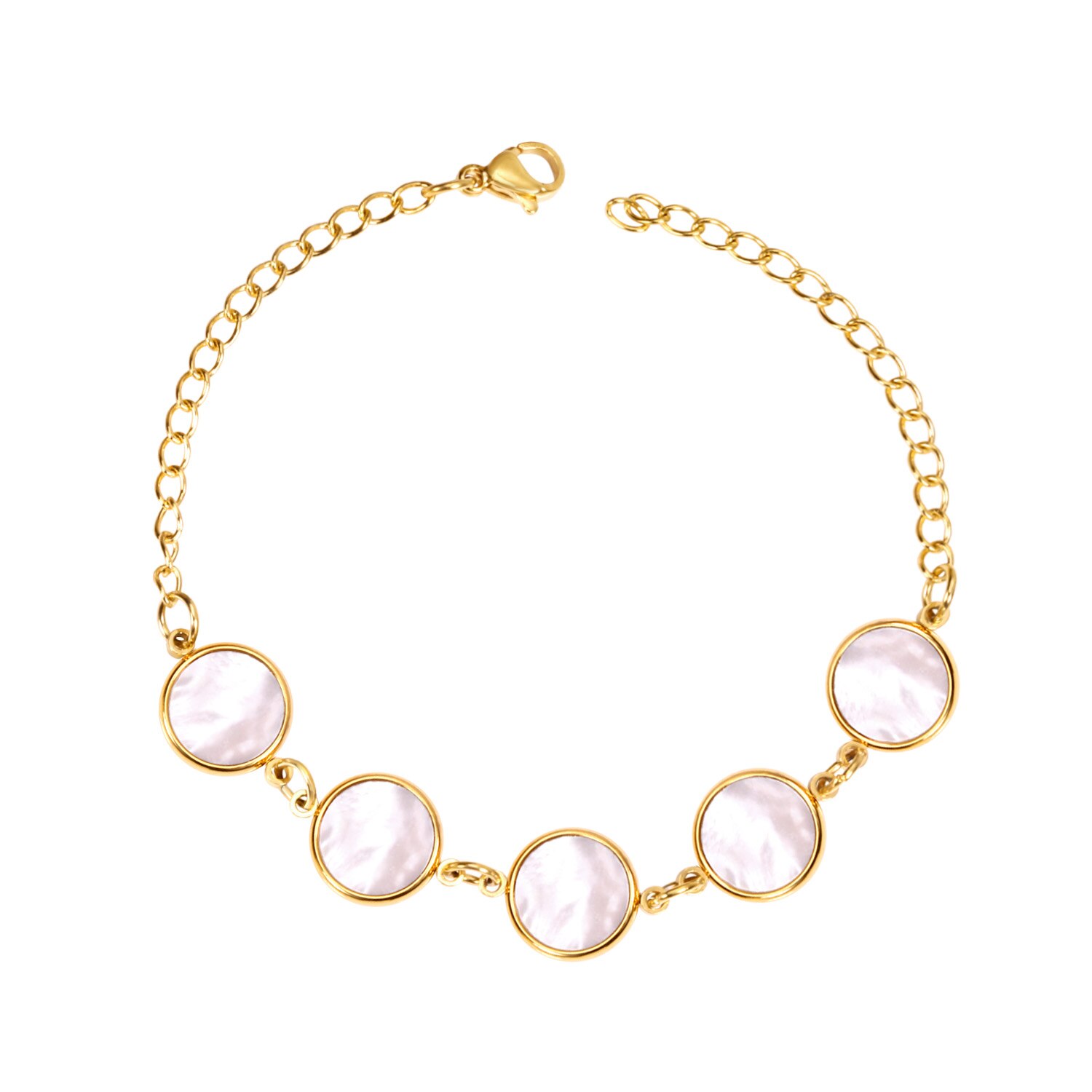 Luxukisskids Bianco conchiglia Braccialetti Braccialetto a Catena incantesimi Bracciale in Acciaio Inossidabile & Braccialetto in Oro Vuoto Braccialetti Pulseras