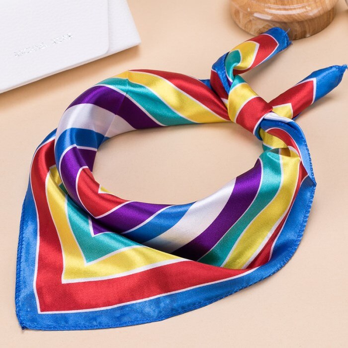 Square Women Girl Flight Attendants Hotel Waiter Business Imitate Silk Scarf printing Korean style 50*50cm: X-1